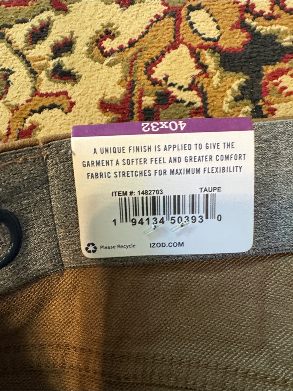 Izod Men’s dark mustard Khaki/Tan Straight-Leg Chinos 40/32 NWT - Picture 5 of 10